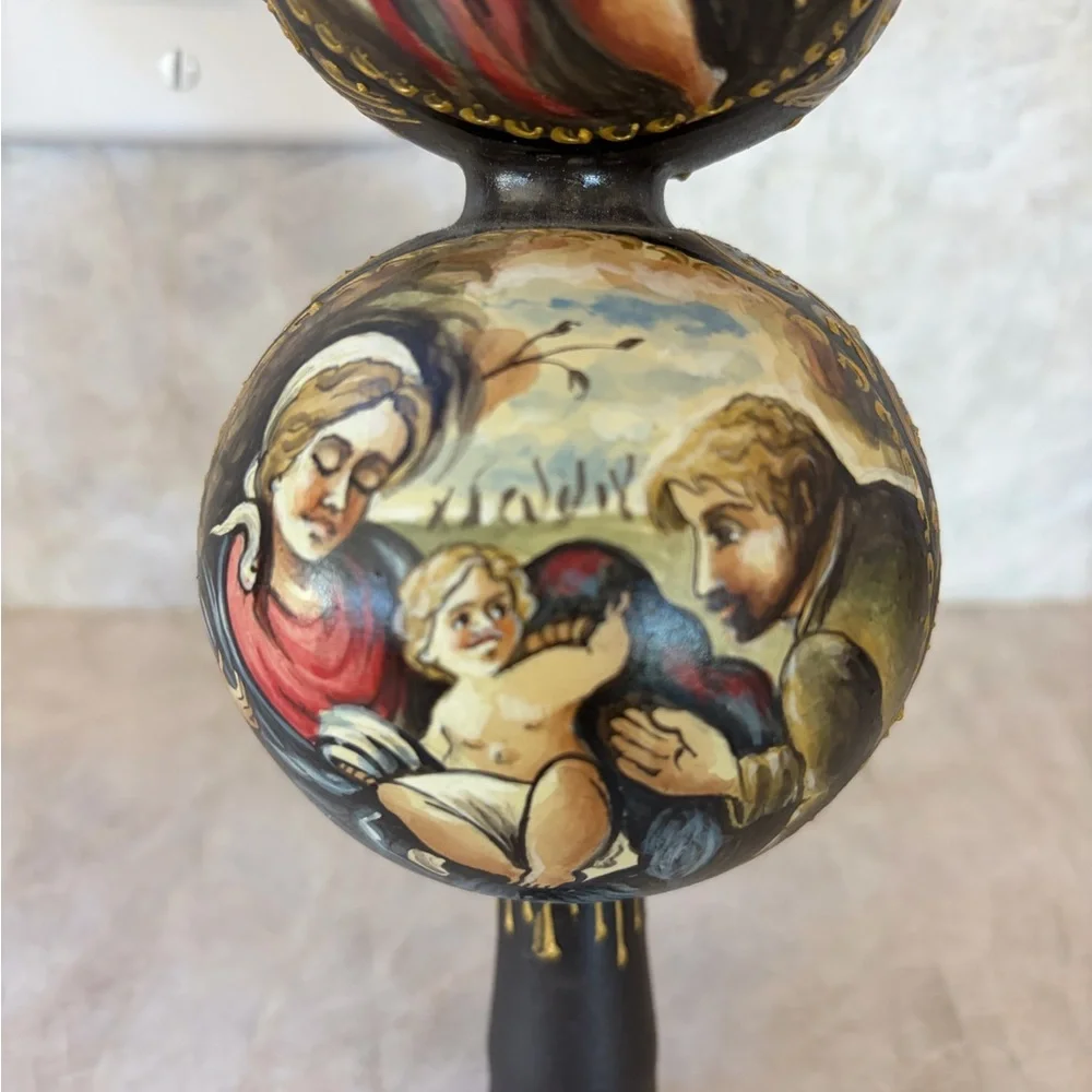 Christmas Nativity Tree topper, Hand-Painted, Metal, 17”H, New
